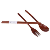 Maxbell Portable Travel Camping Compact Utensil Set Wood Spoon Fork Chopstick No String