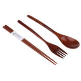 Maxbell Portable Travel Camping Compact Utensil Set Wood Spoon Fork Chopstick No String