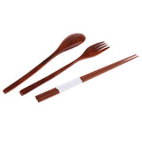 Maxbell Portable Travel Camping Compact Utensil Set Wood Spoon Fork Chopstick No String