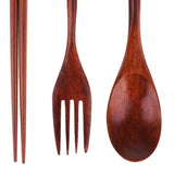 Maxbell Portable Travel Camping Compact Utensil Set Wood Spoon Fork Chopstick No String