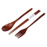 Maxbell Portable Travel Camping Compact Utensil Set Wood Spoon Fork Chopstick No String