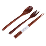 Maxbell Portable Travel Camping Compact Utensil Set Wood Spoon Fork Chopstick No String