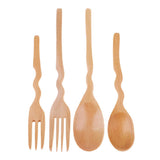 Maxbell Outdoor Wood Spoon Fork Set Camping Hiking Dinner Lunch Cutlery Tableware S