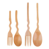 Maxbell Outdoor Wood Spoon Fork Set Camping Hiking Dinner Lunch Cutlery Tableware S