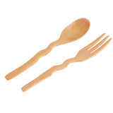 Maxbell Outdoor Wood Spoon Fork Set Camping Hiking Dinner Lunch Cutlery Tableware S