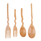 Maxbell Outdoor Wood Spoon Fork Set Camping Hiking Dinner Lunch Cutlery Tableware S