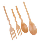 Maxbell Outdoor Wood Spoon Fork Set Camping Hiking Dinner Lunch Cutlery Tableware S