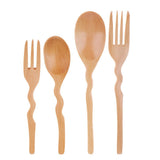 Maxbell Outdoor Wood Spoon Fork Set Camping Hiking Dinner Lunch Cutlery Tableware S