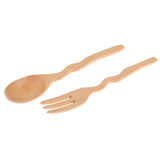 Maxbell Outdoor Wood Spoon Fork Set Camping Hiking Dinner Lunch Cutlery Tableware S