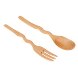 Maxbell Outdoor Wood Spoon Fork Set Camping Hiking Dinner Lunch Cutlery Tableware S