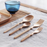 Maxbell Outdoor Wood Spoon Fork Set Camping Hiking Dinner Lunch Cutlery Tableware L