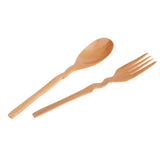 Maxbell Outdoor Wood Spoon Fork Set Camping Hiking Dinner Lunch Cutlery Tableware L