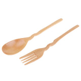 Maxbell Outdoor Wood Spoon Fork Set Camping Hiking Dinner Lunch Cutlery Tableware L