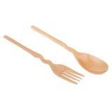 Maxbell Outdoor Wood Spoon Fork Set Camping Hiking Dinner Lunch Cutlery Tableware L
