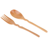 Maxbell Outdoor Wood Spoon Fork Set Camping Hiking Dinner Lunch Cutlery Tableware L