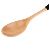 Maxbell Exquisite Creative Wooden Spoon Fork Travel Lunch Flatware Black Spoon