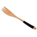 Maxbell Exquisite Creative Wooden Spoon Fork Travel Lunch Flatware Black Fork