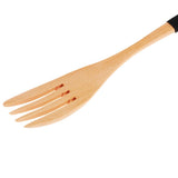 Maxbell Exquisite Creative Wooden Spoon Fork Travel Lunch Flatware Black Fork