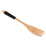 Maxbell Exquisite Creative Wooden Spoon Fork Travel Lunch Flatware Black Fork