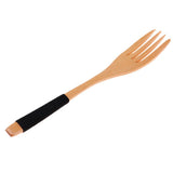 Maxbell Exquisite Creative Wooden Spoon Fork Travel Lunch Flatware Black Fork