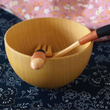 Maxbell Round Wooden Cereal Bowl Food Container Camping Dinner Lunch Tableware M