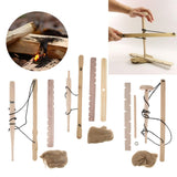 Maxbell Outdoor Primitive Fire Starter Tool Wood Bow Drill Survival Friction Kit Single