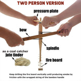 Maxbell Outdoor Primitive Fire Starter Tool Wood Bow Drill Survival Friction Kit Double
