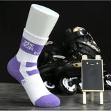 Maxbell Men Women Sports Socks Skateboard Roller Skating Breathable Socks purple M