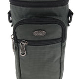 Maxbell Water Bottle Holder Carrier with 3 Pockets and Adjustable Shoulder Strap Gray
