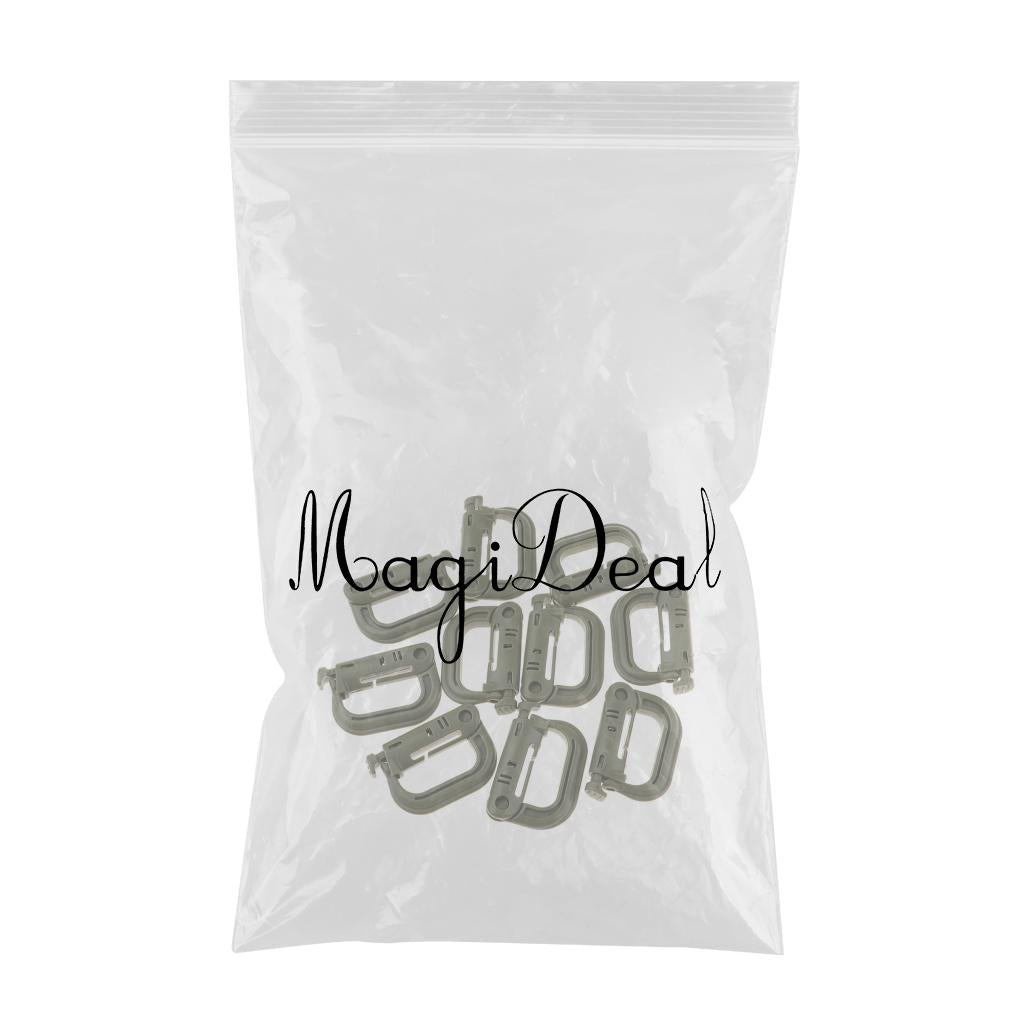 Maxbell 10pcs D-ring tactical molle Locking webbing buckle carabiner Climbing hook Green