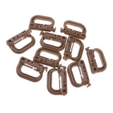 Maxbell 10pcs D-ring tactical molle Locking webbing buckle carabiner Climbing hook Brown