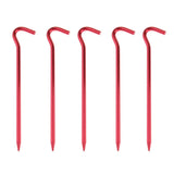 Max 5pcs Aluminum Tent Stakes Pegs Ground Nails for Camping Awning 18cm Red