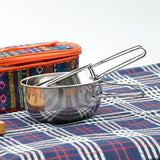 Max Folding Compact Stainless Steel Cooking Mess Tins Camping Food Holiday 500ml