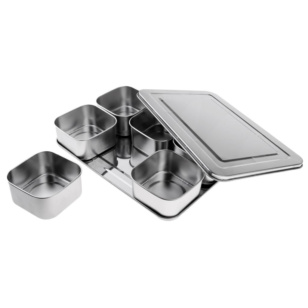 Maxbell Stainless Steel Seasoning Box Storage Container for Spice Salt Sugar 6 Grid
