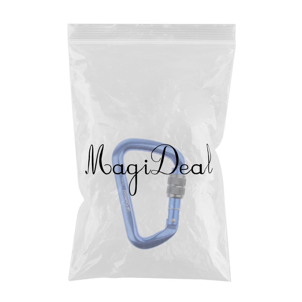 Maxbell 28KN Aluminum Climbing Mountaineering D Type Carabiner Blue Screw Lock