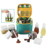 Maxbell 6pcs Seasoning Bottle Set, Plastic Storage Jar Compact Spice Container Box for Kitchen BBQ Camping Picnic