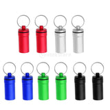 Maxbell 2 Pieces Mini Portable Waterproof Pill Capsule Box Container Pendant Red