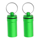 Maxbell 2 Pieces Mini Portable Waterproof Pill Capsule Box Container Pendant Green
