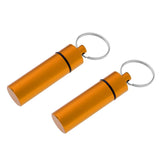 Maxbell 2Pcs Waterproof Aluminum Pill Box Case Bottle Cache Drug Holder Keychain Flat Yellow