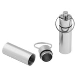Maxbell 2Pcs Waterproof Aluminum Pill Box Case Bottle Cache Drug Holder Keychain Flat White