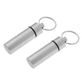 Maxbell 2Pcs Waterproof Aluminum Pill Box Case Bottle Cache Drug Holder Keychain Flat White