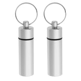 Maxbell 2Pcs Waterproof Aluminum Pill Box Case Bottle Cache Drug Holder Keychain Flat White