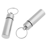 Maxbell 2Pcs Waterproof Aluminum Pill Box Case Bottle Cache Drug Holder Keychain Flat White