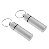 Maxbell 2Pcs Waterproof Aluminum Pill Box Case Bottle Cache Drug Holder Keychain Flat White