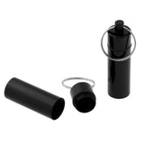 Maxbell 2Pcs Waterproof Aluminum Pill Box Case Bottle Cache Drug Holder Keychain Flat Black