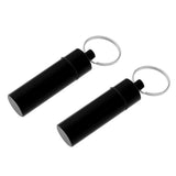 Maxbell 2Pcs Waterproof Aluminum Pill Box Case Bottle Cache Drug Holder Keychain Flat Black