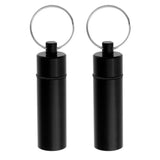 Maxbell 2Pcs Waterproof Aluminum Pill Box Case Bottle Cache Drug Holder Keychain Flat Black