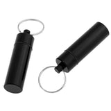 Maxbell 2Pcs Waterproof Aluminum Pill Box Case Bottle Cache Drug Holder Keychain Flat Black