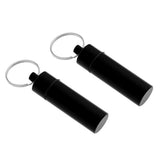 Maxbell 2Pcs Waterproof Aluminum Pill Box Case Bottle Cache Drug Holder Keychain Flat Black