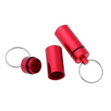 Maxbell 2Pcs Waterproof Aluminum Pill Box Case Bottle Cache Drug Holder Keychain Round Red